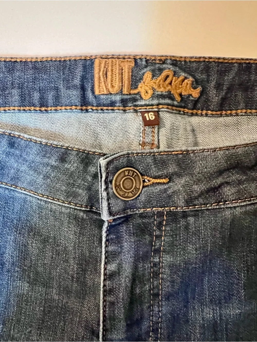 Kut from the Kloth Classic High-Rise Straight Jeans Dark Indigo Plus Size Sz 16